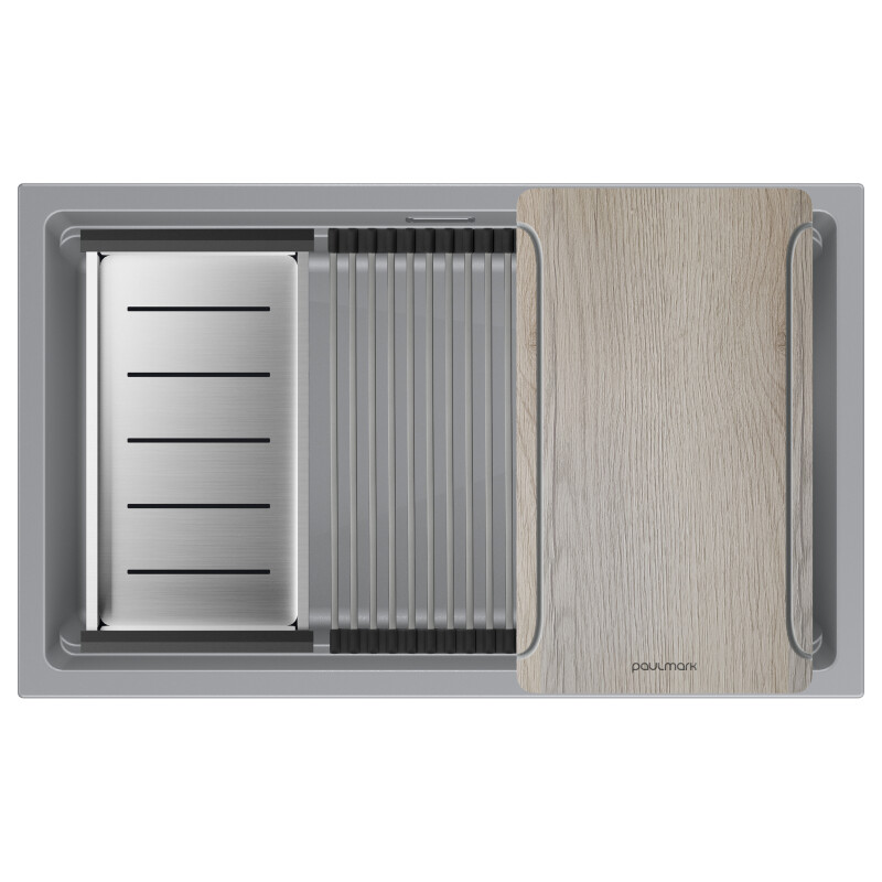 Мойка LUMI-MULTI SINK 74 UNI, IT-GRANIT, LU-MULTI 74-GRM, серый металлик, 740х450, Paulmark