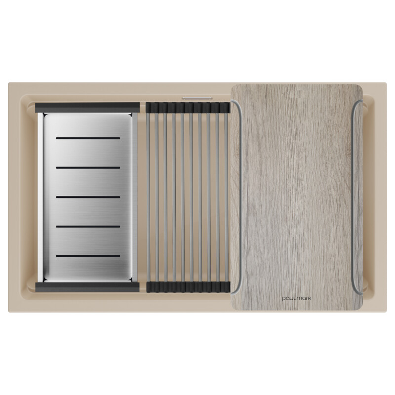 Мойка LUMI-MULTI SINK 74 UNI, IT-GRANIT, LU-MULTI 74-LA, латте, 740х450, Paulmark
