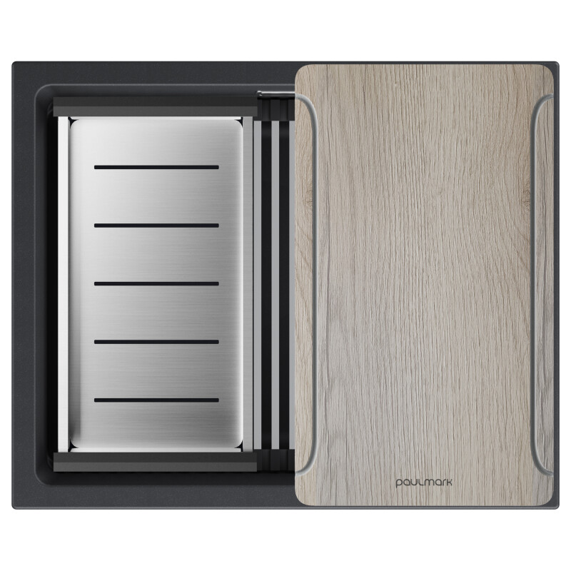 Мойка LUMI-MULTI SINK 55 UNI, IT-GRANIT, LU-MULTI 55-BLM, черный, 550х450, Paulmark
