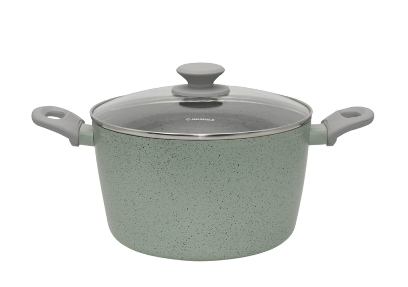 Кастрюля MAUNFELD HELGA MCS57FA05FS из кованого алюминия со стеклянной крышкой, 24 см, 5,7 л.