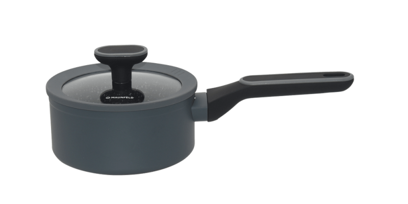 Ковш MAUNFELD FRIDA MSP15FA02DG из кованого алюминия со стеклянной крышкой, 16 см, 1,5 л.