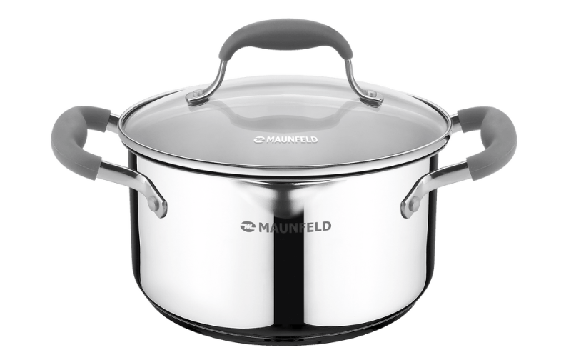 Кастрюля MAUNFELD LAURA MCS31S08GR из нержавеющей стали со стеклянной крышкой, 20 см, 3,1 л.