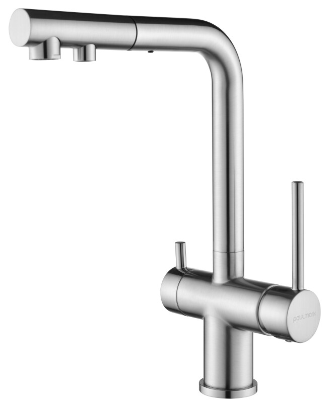Смеситель PAULMARK SERPENTINE, брашированная сталь, Se213222-BS