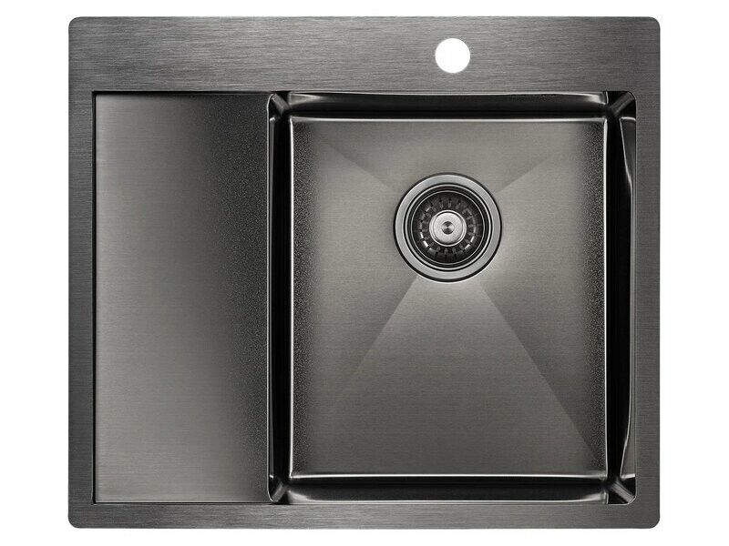 Мойка PAULMARK FLANK, PM225951-GMR, вороненая сталь, правая