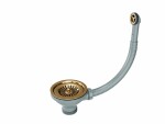 Слив с круглым переливом, PAULMARK PM6022-BG, брашированное золото