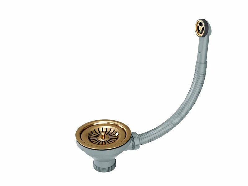 Слив с круглым переливом, PAULMARK PM6022-BG, брашированное золото