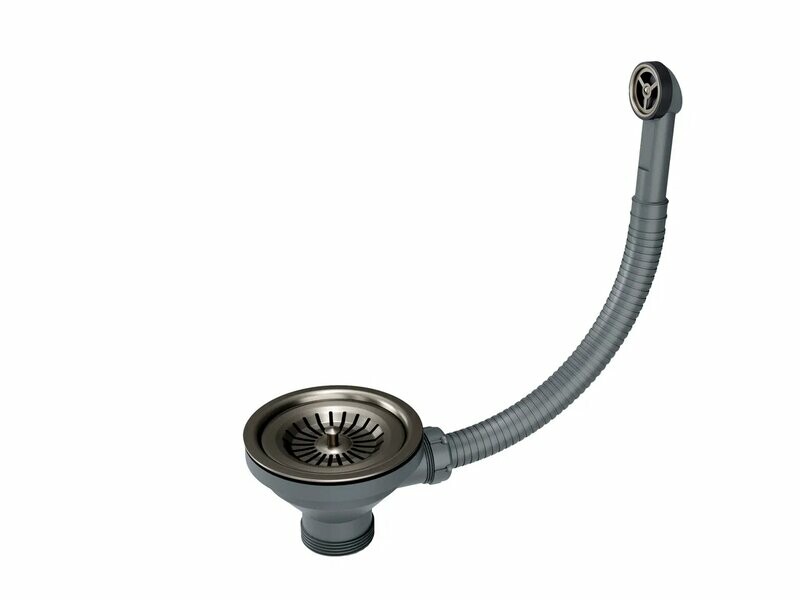 Слив с круглым переливом PAULMARK PM6022-GM, вороненая сталь