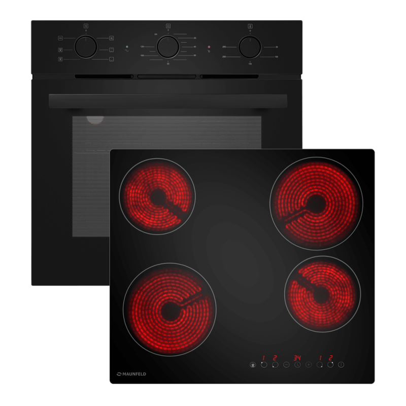 Комплект MAUNFELD BASEL Духовой шкаф AEOF6060B2, Варочная панель AVCE594STBK