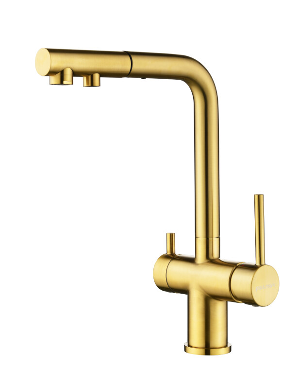 Смеситель PAULMARK SERPENTINE, брашированное золото, Se213222-BG
