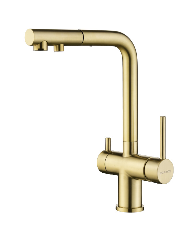 Смеситель PAULMARK SERPENTINE, светлое золото, Se213222-LG