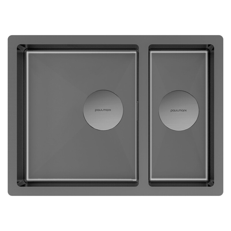 Мойка PAULMARK NEXT 58/2S UNI, PM225844-GM, вороненая сталь, PVD, 580х440мм