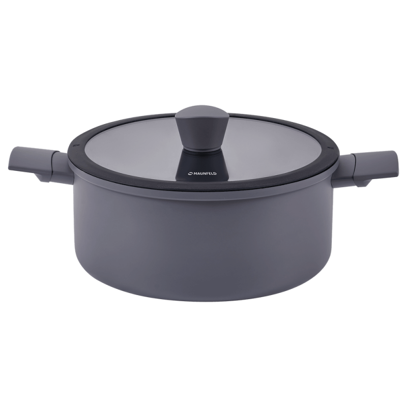 Кастрюля MAUNFELD ASTRID MF20ASTR1CR из кованого алюминия со стеклянной крышкой, 20 см,3 л