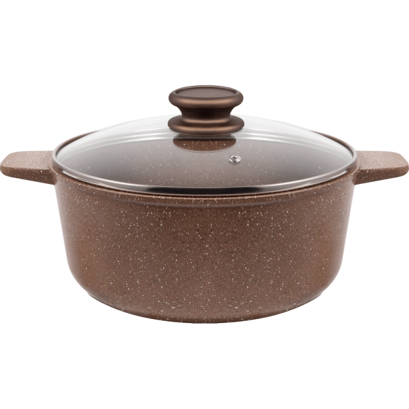 Кастрюля MAUNFELD CARMEL MF24CRM01CR из литого алюминия со стеклянной крышкой, 24 см, 4 л