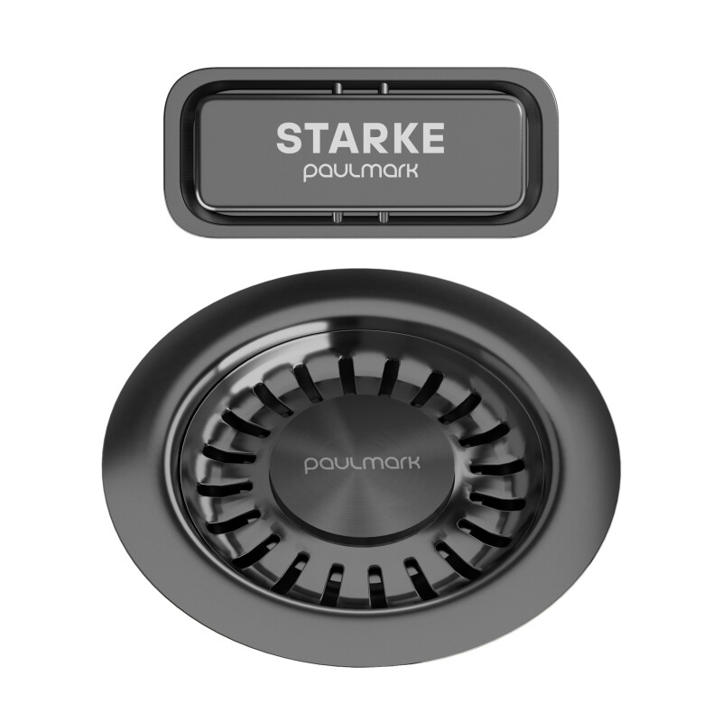 Слив с овальным переливом PAULMARK PM6024-GM, вороненая сталь