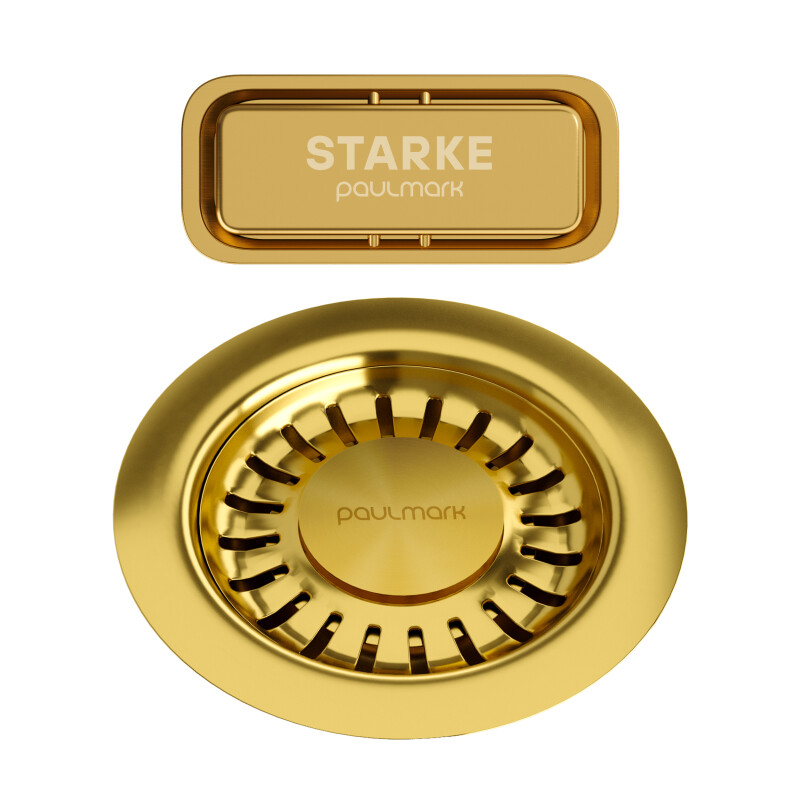 Слив с овальным переливом PAULMARK PM6024-BG, брашированное золото