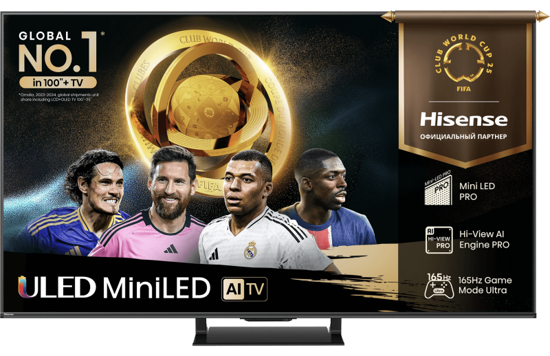 Телевизор HISENSE 55U7Q PRO, MiniLED, 4K Ultra HD, черный, SMART TV, Vidaa
