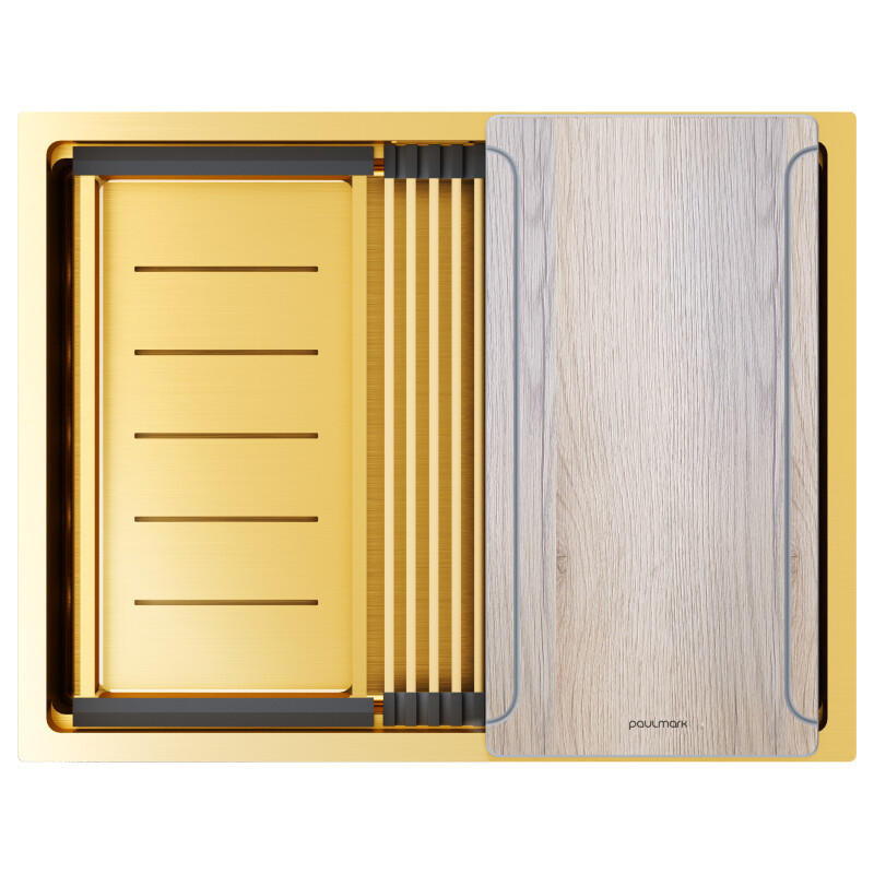 Мойка PAULMARK NEXT-MULTI SINK 58 UNI, PM785845-BG, брашированное золото, 580х450мм