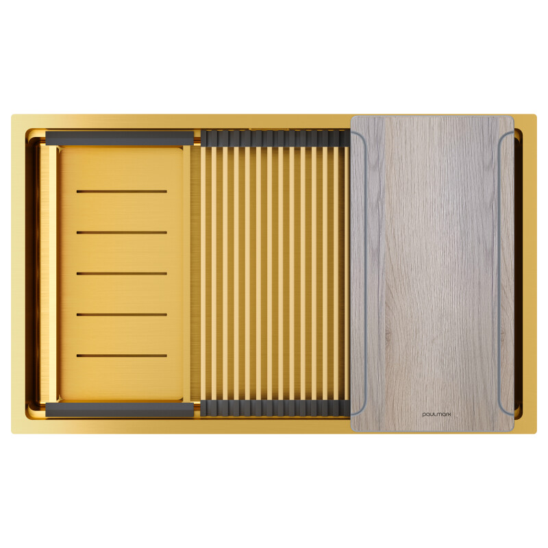 Мойка PAULMARK NEXT-MULTI SINK 74 UNI, PM787445-BG, брашированное золото, 740х450мм