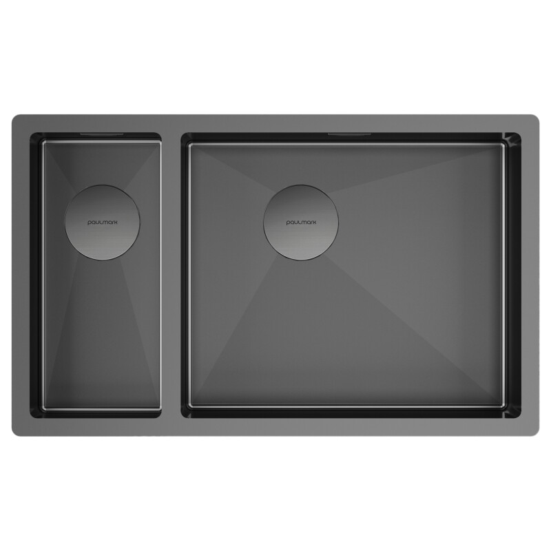 Мойка PAULMARK NEXT 69/2S UNI, PM226944-GMR, вороненая сталь, правая, 690х440мм