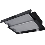 Вытяжка телескопическая кухонная MEFERI SLIDEBOX60BK GLASS ULTRA, 60 см, черная, стекло, производительность 850 м3/ч, 2 скорости, низкий уровень шума, режимы отвод и рециркуляция, гарантия 3 года