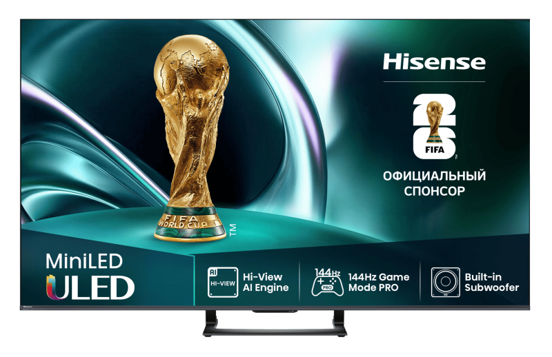Телевизор HISENSE 75U7Q , MiniLED, 4K Ultra HD, черный, SMART TV, Vidaa