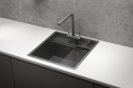 KS-5051, ГРАФИТ МАТОВЫЙ, стальная кухонная мойка KITCHEN SPACE